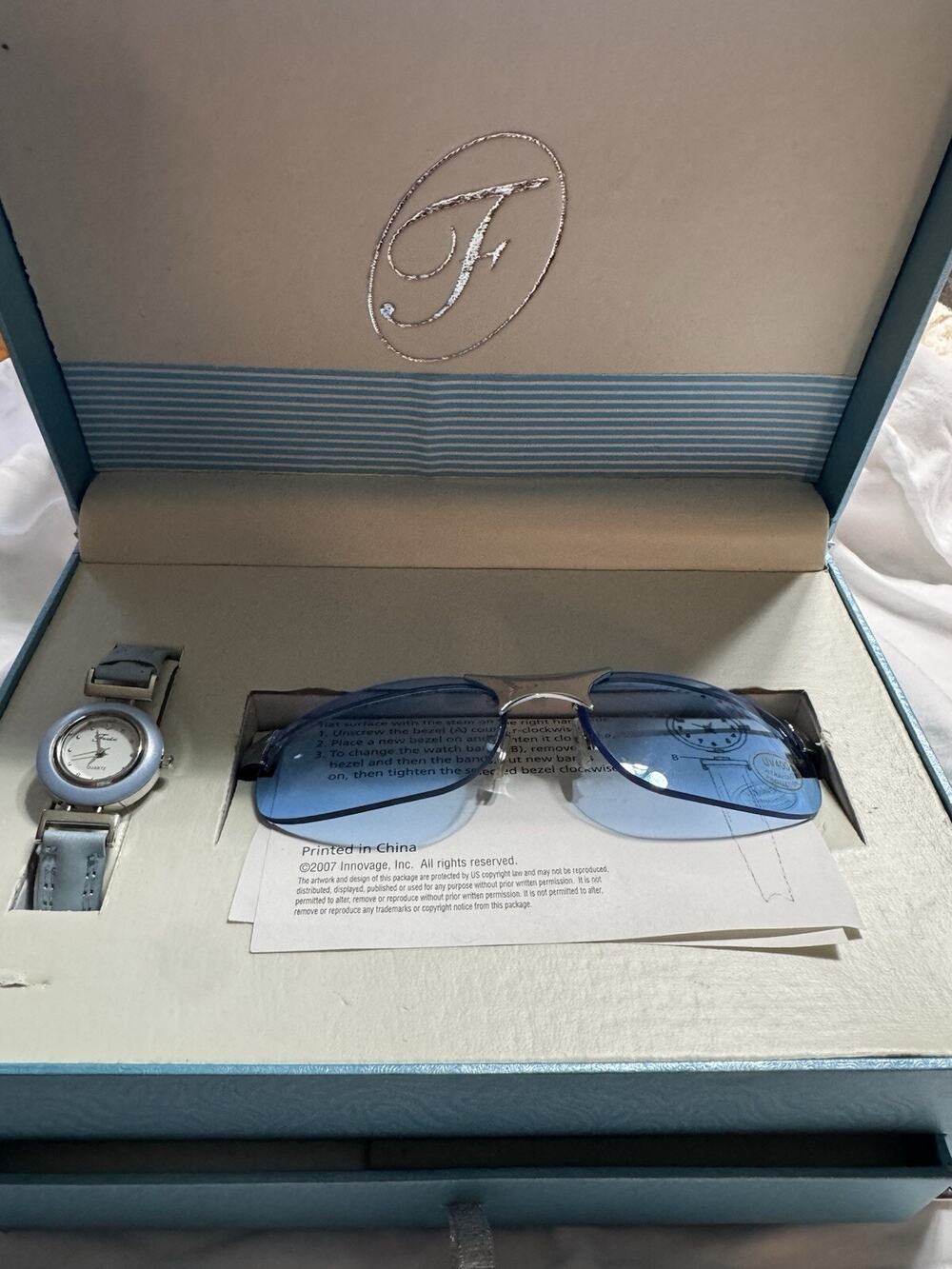 Gently Preowned Fondini Platinum Collection 5 Interchangeable Strap Face Blue